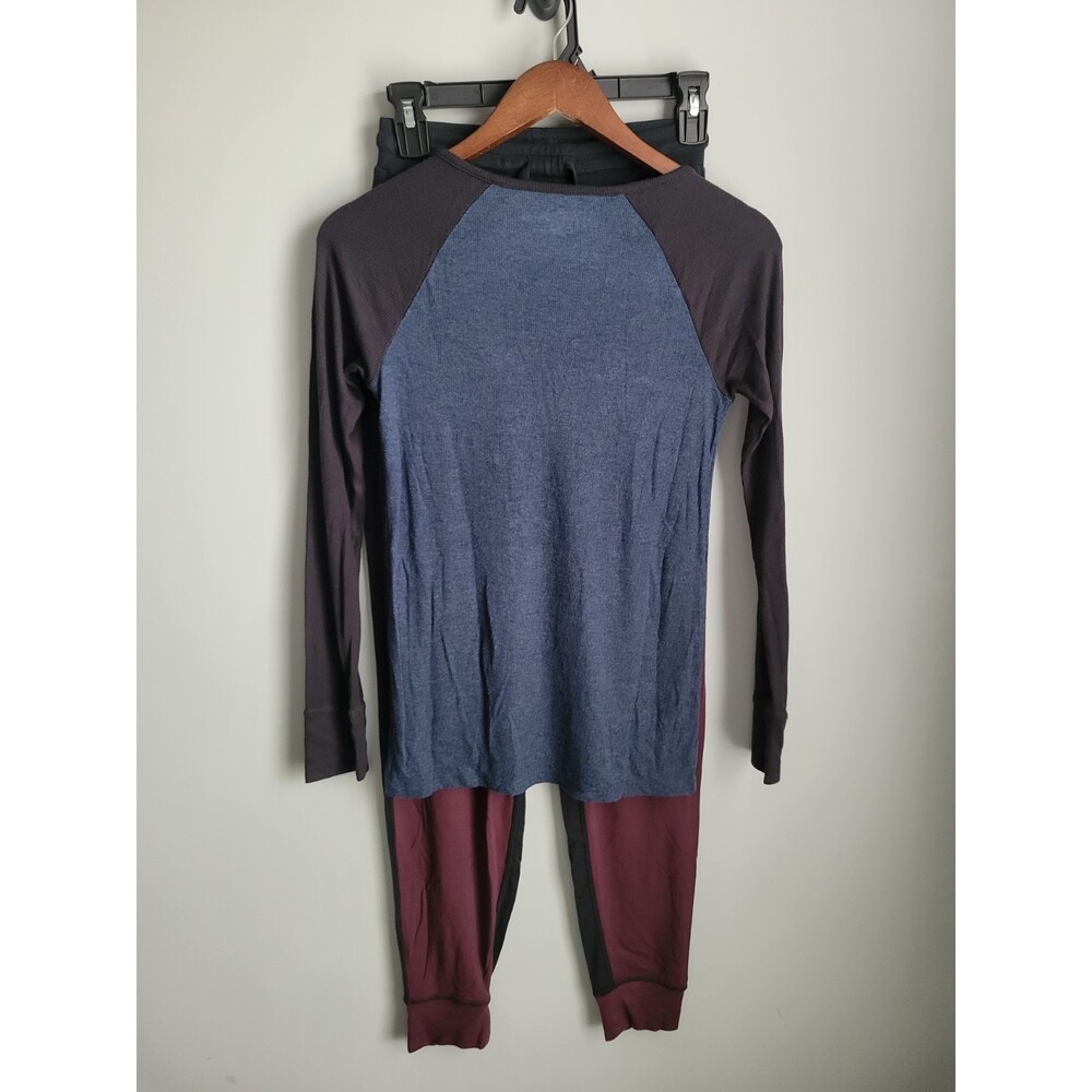 Tommy John Lounge Henley  Medium Blue Black Maroon Thermal/cotton Jogger Set XS - Picture 4 of 8